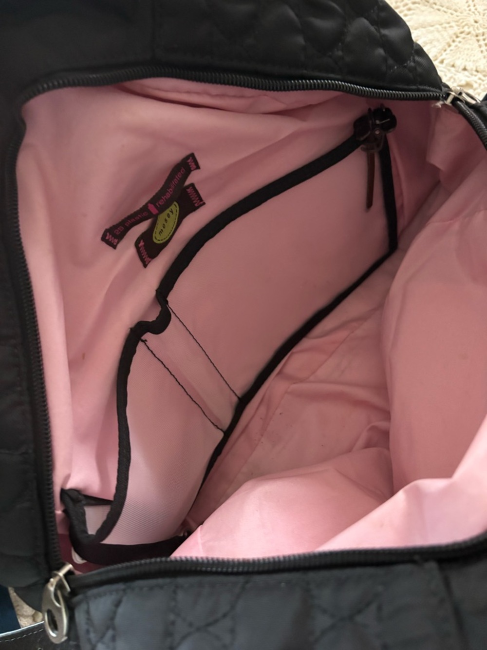 Black Quilted Shoulder Bag with Turn-Lock Closure - Picture 5 of 8